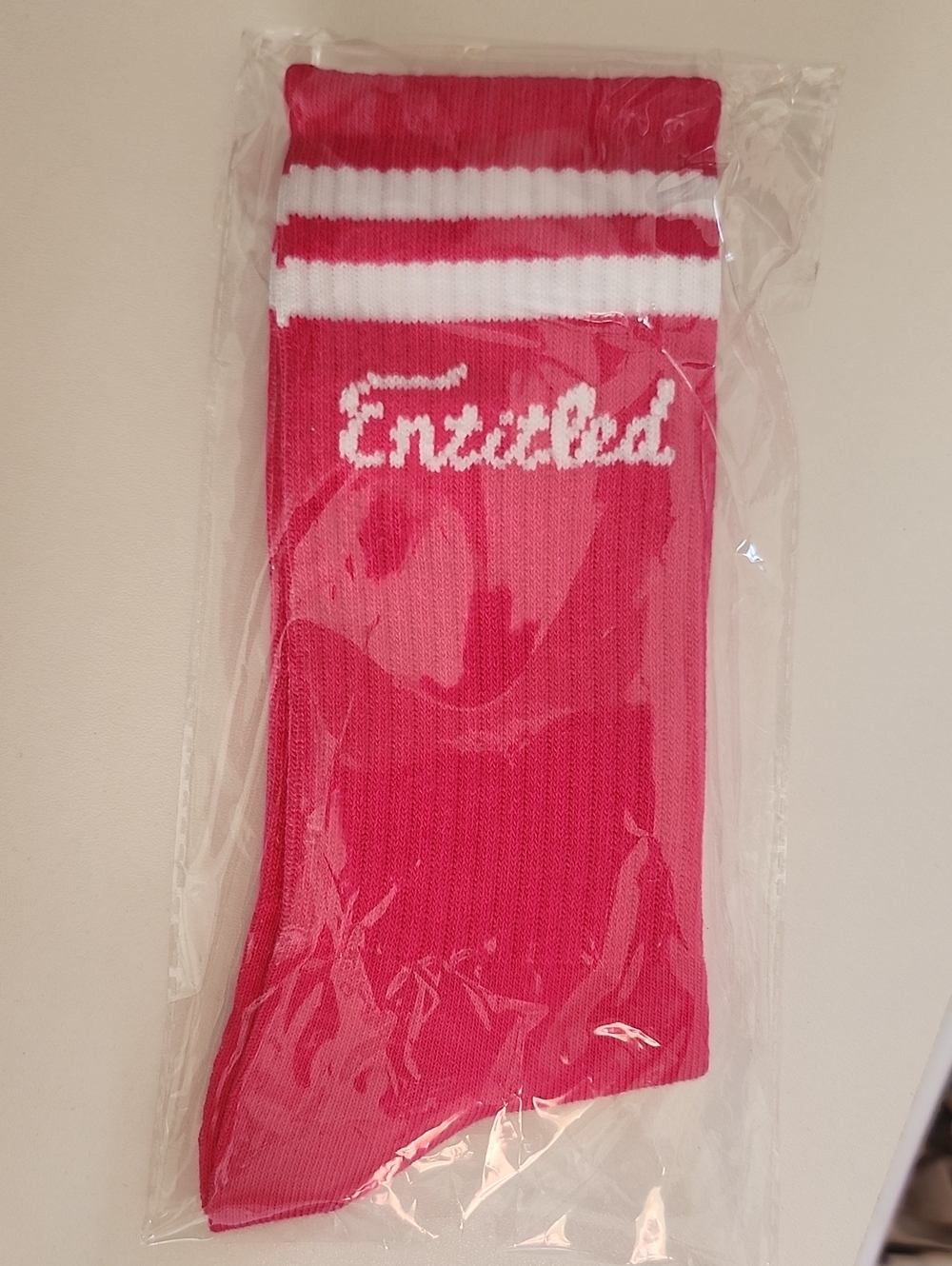 "Entitled" Hot Pink Tube Socks, NWT, Entitled Housewife Becky Robinson